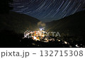 Night view of Hinoemata Village and star trails / From Nakadoai Observatory, Minamiaizu District, Fukushima Prefecture 132715308