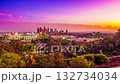 Dodger Stadium and Downtown Los Angeles Sunset Time Lapse with Zoomed-in Wide Shot (HD) 132734034