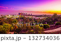 Dodger Stadium and Downtown Los Angeles sunset time-lapse, fixed point, wide, with lots of ground (4K) 132734036