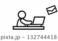Animation of sending email on a computer. White background. 132744418