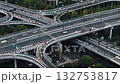 Aerial view of the busy Hangzhou freeway intersection with cars moving during the daytime 132753817