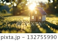 small home on grass, house and real estate ownership concept, mortgage and loan for housing 4k 132755990