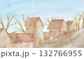 A watercolor animation showing each house in a lonely town where greenery has been lost, expressing environmental destruction. 132766955
