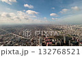 A spectacular panoramic view of Osaka city, with buildings, the evening sky, and flowing clouds 132768521