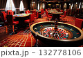 A highend luxury casino, featuring stunning roulette tables and vibrant decor. The Luxurious Interior boasts Elegant Design and Bright Lighting 132778106