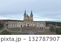 Drone flying towards the olomouc basilica of the visitation 132787907