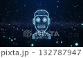 Futuristic abstract concept of glowing robot silhouette made of light particles, dark background, shimmering digital dust, AI and innovation concept, cinematic slow motion 132787947