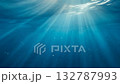 Peaceful underwater scene with sunlight rays penetrating clear blue water, floating dust particles, gentle movement, meditative atmosphere, perfect loop, realistic lighting and shading. 132787993
