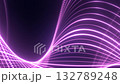 Futuristic purple curved neon lines forming glowing wave 132789248