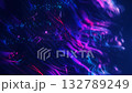 Vibrant neon waves of blue and purple particles 132789249