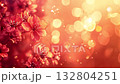 紅色花朵和夢幻般的光球背景 132804251