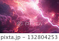 紅色風暴雲中的閃電 132804253