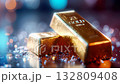 Shiny gold bars stacked on a reflective surface, symbolizing wealth, luxury, and financial stability 132809408