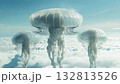 Jellyfish floating among clouds in a surreal sky 132813526