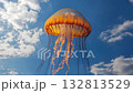 Jellyfish floating among clouds in a surreal sky 132813529