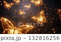 Delicate butterflies drift gracefully through a shimmering night sky filled with stars, creating a captivating visual experience 132816256