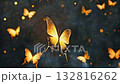 Delicate butterflies drift gracefully through a shimmering night sky filled with stars, creating a captivating visual experience 132816262