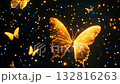 Delicate butterflies drift gracefully through a shimmering night sky filled with stars, creating a captivating visual experience 132816263