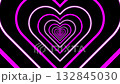Neon Pink Heart Pattern With Concentric Hearts On Black Background For Love And Romance. 132845030