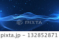 Blue glowing wave of digital particles forming a dynamic surface in motion. Futuristic abstract background ideal for technology presentations, science visuals, projects, music videos, and innovation	 132852871