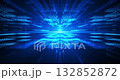 Blue futuristic digital tunnel with glowing particles and light streaks creating a high-tech motion background. Ideal for sci-fi intros, technology , music visualizations, and cyber animation	 132852872