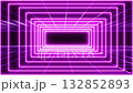 Neon pink tunnel with glowing lines and perspective grid creating a futuristic sci-fi look. Perfect for music videos, digital backgrounds, club visuals, technology intros, and modern promotional desig 132852893
