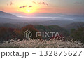 Sunrise over the Hiruzen Plateau in autumn in Maniwa City, Okayama Prefecture 132875627