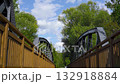 Cycle path leading across the post-war double-span truss bridge in Kamienna Gora, Lower Silesia, Poland. 132918884