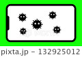 A smartphone in landscape orientation infected with a virus (chromakey background) 132925012