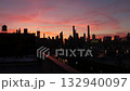 New York City Manhattan skyline cityscape. Rooftop in Queens, Midtown, Queensboro Bridge. Sunset sky 132940097