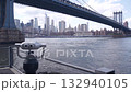 New York City Manhattan Bridge lookout, tower viewer binoculars, waterfront Brooklyn, Dumbo, USA. 132940105