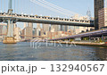 New York City Manhattan Bridge to Brooklyn. Waterfront downtown skyline cityscape, river Pier 35. 132940567