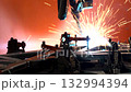 Robotic welding arm moving on orange background, real-time video symbolizing modern industrial automation, precision engineering, and Industry 4.0 technology innovation 132994394