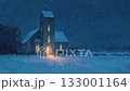 Church on a snowy night Winter landscape 133001164