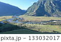 Panoramic view of the Karasu Gorge with the Chulyshman River flowing through it. Altai, Russia 133032017