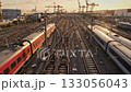 無人機空拍畫面顯示，多條鐵軌在此交會於鐵路樞紐。 133056043