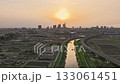 Aerial photo of Saitama Prefecture, Saitama New City and sunset hyperlapse, Saitama City 133061451