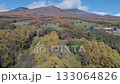Beautiful autumn foliage at the foot of Mount Asama, Mount Kurobanza, Mount Kengamine, and snow-capped Mount Maekake in Miyota Town, Nagano Prefecture (aerial photo taken by drone) 133064826