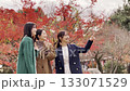 紅葉シーズンに旅行をする女性3人組 133071529