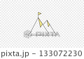 Flag on the peak of the mountain animated icon. Video clip with alpha channel. 133072230