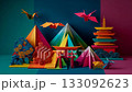 用彩色摺紙製作的日本風景 133092623