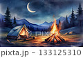 三日月の夜（キャンプ、テント、焚き火） 133125310