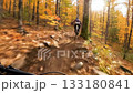 cycling on autumn forest 133180841