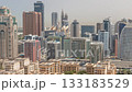 Skyscrapers in Barsha Heights district and low rise buildings in Greens district aerial all day timelapse. Dubai skyline 133183529