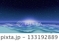 Neon mountain waves starry night abstract 133192889