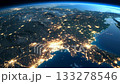宇宙から見た夜の地球、光り輝く大都市圏の動画 133278546