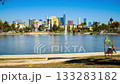 MacArthur Park Lake Reflection, Los Angeles, Clear Sky, Time Lapse, Fixed Point, Wide, 19 seconds (4K) 133283182