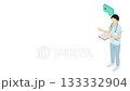 Isometric illustration: Male nurse explaining 133332904
