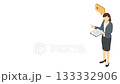 Isometric illustration: A woman in a suit explaining 133332906