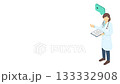 Isometric illustration: Female doctor explaining 133332908